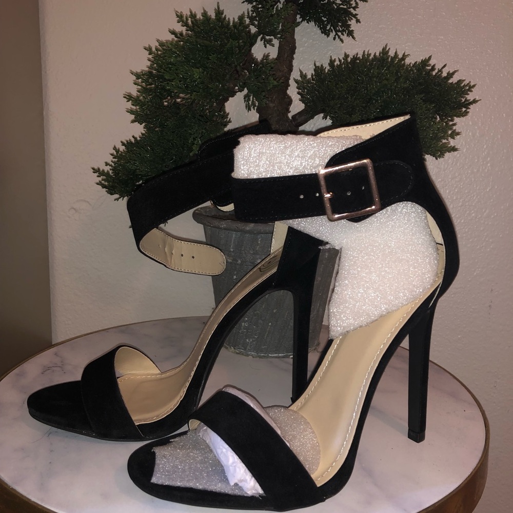 Black Delicious Shoes ankle tie heels
